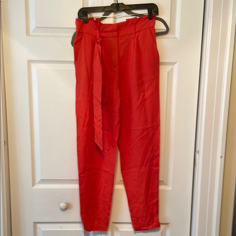 Socialite Orange Wide Leg Narrows to Full Length Pants